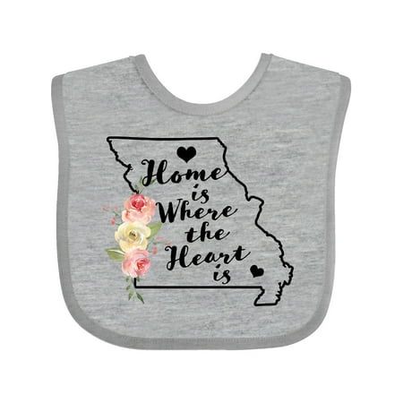 

Inktastic Missouri Home is Where the Heart is with Watercolor Floral Gift Baby Boy or Baby Girl Bib