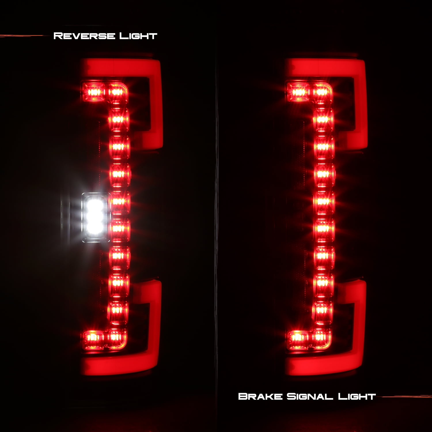 AKKON - Fits 2017-19 Ford F250 F350 F450 Super Duty LED Stripe Red Tail Brake Lights + Blind Spot Monitor