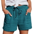 thumbnail image 2 of Silver Linen Shorts Women's Fashion Casual High Waist Pants Straight Leg Sports Casual Loose Shorts, 2 of 6