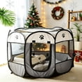 thumbnail image 2 of Large Indoor/Outdoor Portable Octagonal Pet Cage, Foldable Scratch-Resistant Oxford Cloth Pet Enclosure & Tent, Dog Crate Cat Whelping Bed, Easy to Store for Travel & Camping, Merry Christmas, 2 of 12