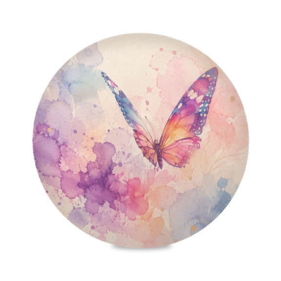 15" Rainbow Pastel Printed Round Placemats Set of 1 Heat Resistant Table Mat for Kitchen for Party Deco