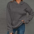 thumbnail image 3 of SwiftWear Women's Embossed Letter Hoodie - Waffle Texture Pullover with Front Pocket, Soft Comfort Fit Casual Sweatshirt Dark Gray, 3 of 9