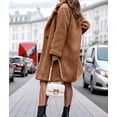 thumbnail image 5 of Katigan Women'S Fuzzy Fleece Lapel Open Front Long Cardigan Coat Faux Fur Warm Winter Outwear Jackets Khaki XXL, 5 of 6