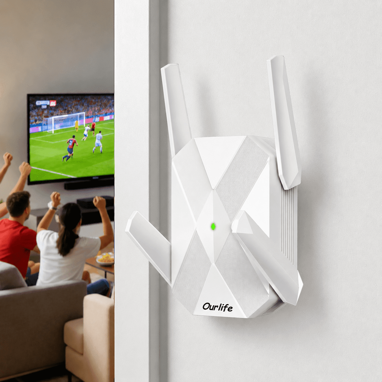 Ourlife AX3000 Wifi 6 Range Extender, 3000Mbps High Speed Wifi Extender for Home, 20,000 Sq.ft Coverage, Dual Band 2.4G/5G, Easy Setup, White.
