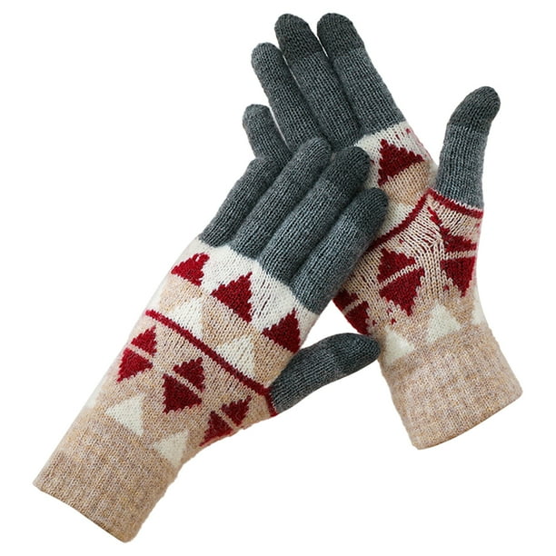 Guantes de invierno con pantalla táctil y estampado de flores que mantienen el calor para mujeres y hombres