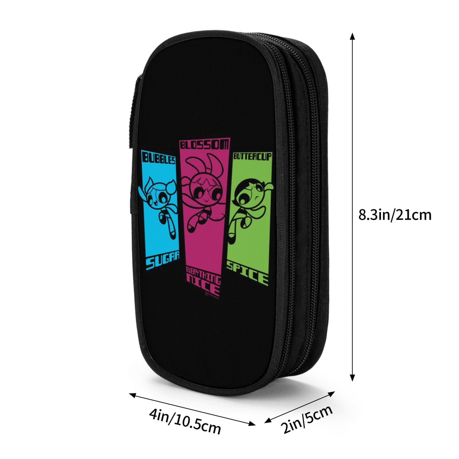 The Powerpuff Gi-rls Pencil Case Large Capacity Pencil Pouch Penbag Office Stationery Organizer Travel Makeup Bag Black