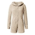 thumbnail image 2 of Mchoice Onesie Pajamas for Women Cartoon Bear Onesise Sleepwear Cute Fuzzy Warm Sherpa Fleece Hooded Romper Short Jumpsuit Playsuit One Piece Pajamas, 2 of 5