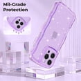 thumbnail image 6 of Phone Case for iPhone 14 Pro Max,Cute Clear Curly Wavy Frame Wave Case with Sparkly Bling Glitter,Non-Yellowing Transparent Acrylic Hard PC Cover for iPhone 14 Pro Max,Glitter Clear Purple, 6 of 15