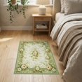 thumbnail image 3 of ODIKA 2'x3' Sage Green Botanical Vintage Beige Washable Doormat Centered Bouquet Emblem Leafy Frame Faded Pastel Garden Non-Slip, Low Pile for Entryway, Kitchen, Laundry Room, 3 of 7