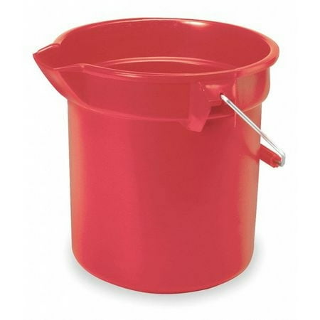 Rubbermaid Commercial BRUTE Round Utility Pail, 10 qt, Plastic, Red, 10.5" dia