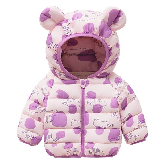 Staki Baby Hooded Down Jacket Boys Light Puffer Winter Coats Toddler Bear Ears Zipper Up Down Coats Outwear Toddler Coats for Boys 6M,12M,18M,2T,3T,4T,5T,6Y(Pink,3-4 Years)