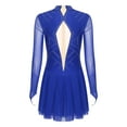 thumbnail image 3 of iiniim Womens Shiny Rhinestones Long Sleeve Figure Skating Dress Mock Neck Dance Performance Blue XXL, 3 of 7