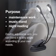 thumbnail image 3 of Atril con luz LED, mini brazos dobles, luz de lectura ajustable con clip, 6 cuentas con USB, 3 of 5