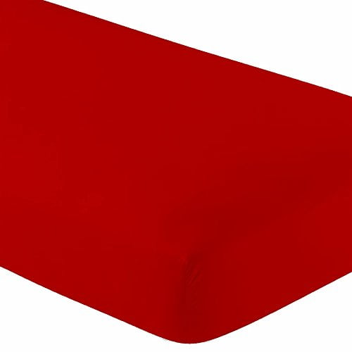 Twin Extra Long Fitted Sheet Only Soft & Comfy 100 Cotton By Crescent Bedding (Twin XL, Red
