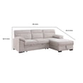 thumbnail image 5 of Benjara Geni Sleeper Sectional Sofa with Right Chaise, Beige, USB C Port, 5 of 6