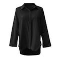 thumbnail image 5 of Tittly Button Down Shirts Blouses for Women Ladies Spring And Autumn Solid Color Long Sleeve Split Side Button Stand Collar Shirt Tshirts Shirts Workout Shirts Black M, 5 of 6