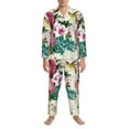 thumbnail image 4 of Bingfone Men'S Pajama Set 2 Piece Loungewear Pjs, Long Sleeve With Pajama Pants-Bird Butterfly Rose, 4 of 9