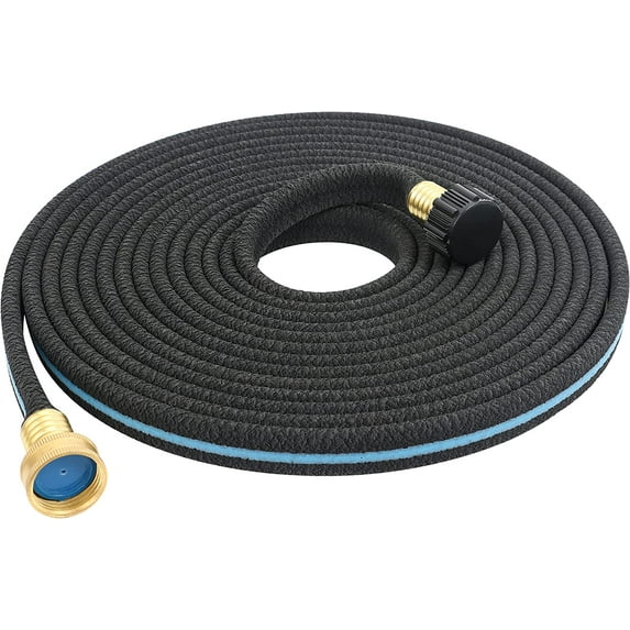 STYDDI Heavy Duty Flat Soaker Hose, 25FT Flat Rubber Soaker Hose, Heavy Duty Rubber Water Weeper Soaking Hose with Brass Connector, Perfect for Garden Raised Beds, Shrubs, New Planting and Bushes