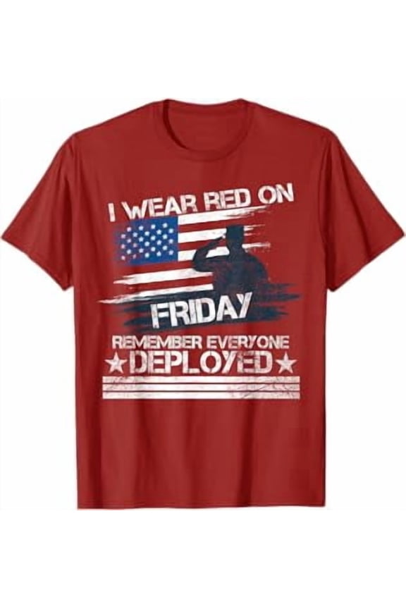 Patriotic Tees Remember Everyone Deployed Red Friday Military T-Shirt Red