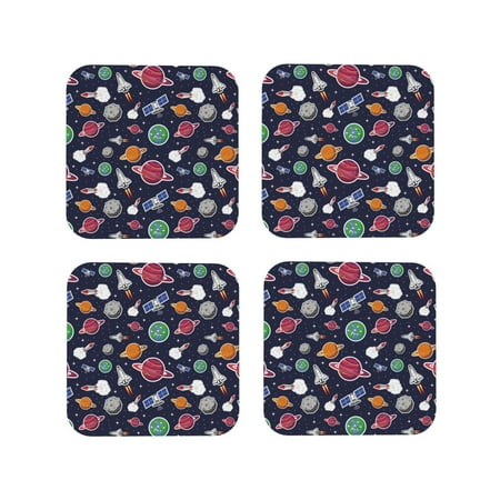 

Tideii Rocket Satellite for Leather Coasters 4 Pieces Anti-fouling and Anti-scalding Decorative Coasters Suitable for Restaurants Kitchens Coffee Shops-Square