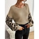 thumbnail image 2 of CORIRESHA Women's Gothic Style Fashion Casual Leopard Print Splicing Lantern Sleeves V-Neck Knitted Sweater, 2 of 3