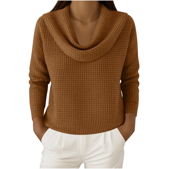 Generic Womens Cowl Neck Sweater Cowl Neck Knitted Tops Sweater Cozy Fall Winter Lightweight Long Sleeve Pullover Sweaters