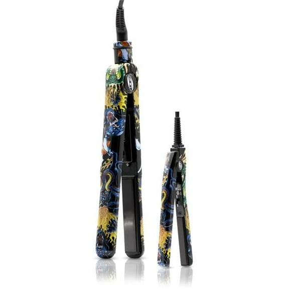 ISO Beauty ISOTTSBT-226 Black Dragon Tattoo Duo 1.25' & 0.5' 100% Ceramic Ultra-Smooth Flat Iron Set - Black Tattoo