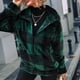 thumbnail image 4 of Mujeres chaqueta de lana cremallera cierre soporte collar clásico moda Plaid patrón Mediados de longitud doble cara abrigo de lana verde XL, 4 of 6