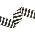 thumbnail image 4 of LaRibbons 2 1/2" Wired Ribbon, Horizontal Black Glittered Stripes on White, 10 Yard Roll, 4 of 5