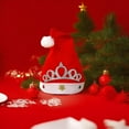 thumbnail image 4 of Golden Velvet Crown Christmas Hat, Festive Holiday Crown Hat, Red Velvet Santa Hat for Adults and Kids, Adjustable Non Woven Fabric Christmas Party Decoration, 4 of 7