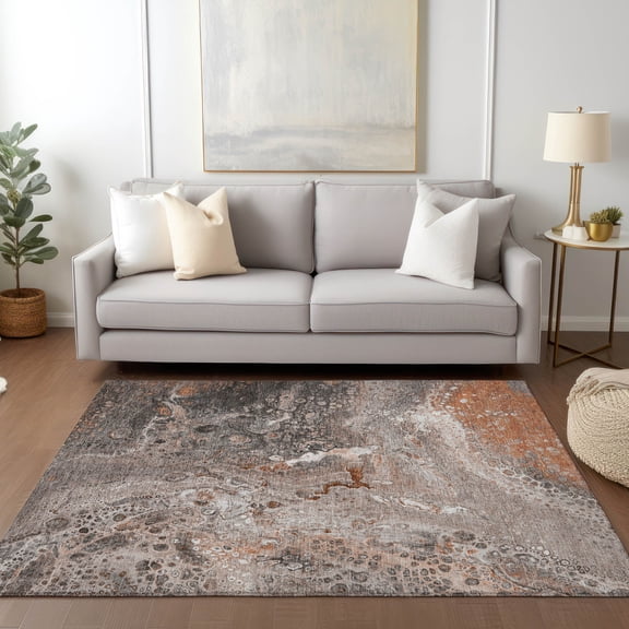 Addison Rugs Chantille Indoor/Outdoor Contemporary Abstract Terracotta Washable Rectangle Rug, 10' x 14'