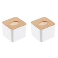 thumbnail image 1 of 2x caja de pañuelos cuadrada con tapa de madera, Mini caja de pañuelos de madera extraíble para el hogar, 1 of 5