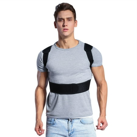 Mens Neck Brace - Posture Corrector Brace and Clavicle Support Straightener with Comfortable Neoprene Upper Back Shoulder Forward Head Neck Aid for Women and Men ( L 35