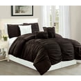 thumbnail image 1 of WPM 7 Piece Royal Chocolate Brown Ruched comforter set Elegant bed in a bag Luxurious Queen Size Bedding, 1 of 1