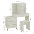 thumbnail image 2 of CQSXDA  LED Lighted Makeup Vanity Table with Mirror in Ancient White, Compact Design with Storage Drawers and Matching Stool, 2 of 9