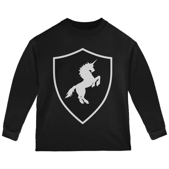 Halloween Knight Shield Costume Unicorn Toddler Long Sleeve T Shirt Black 2T