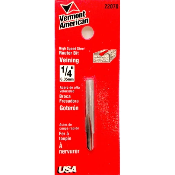 Vermont American 22070 1/4-Inch HSS Veining Router Bit