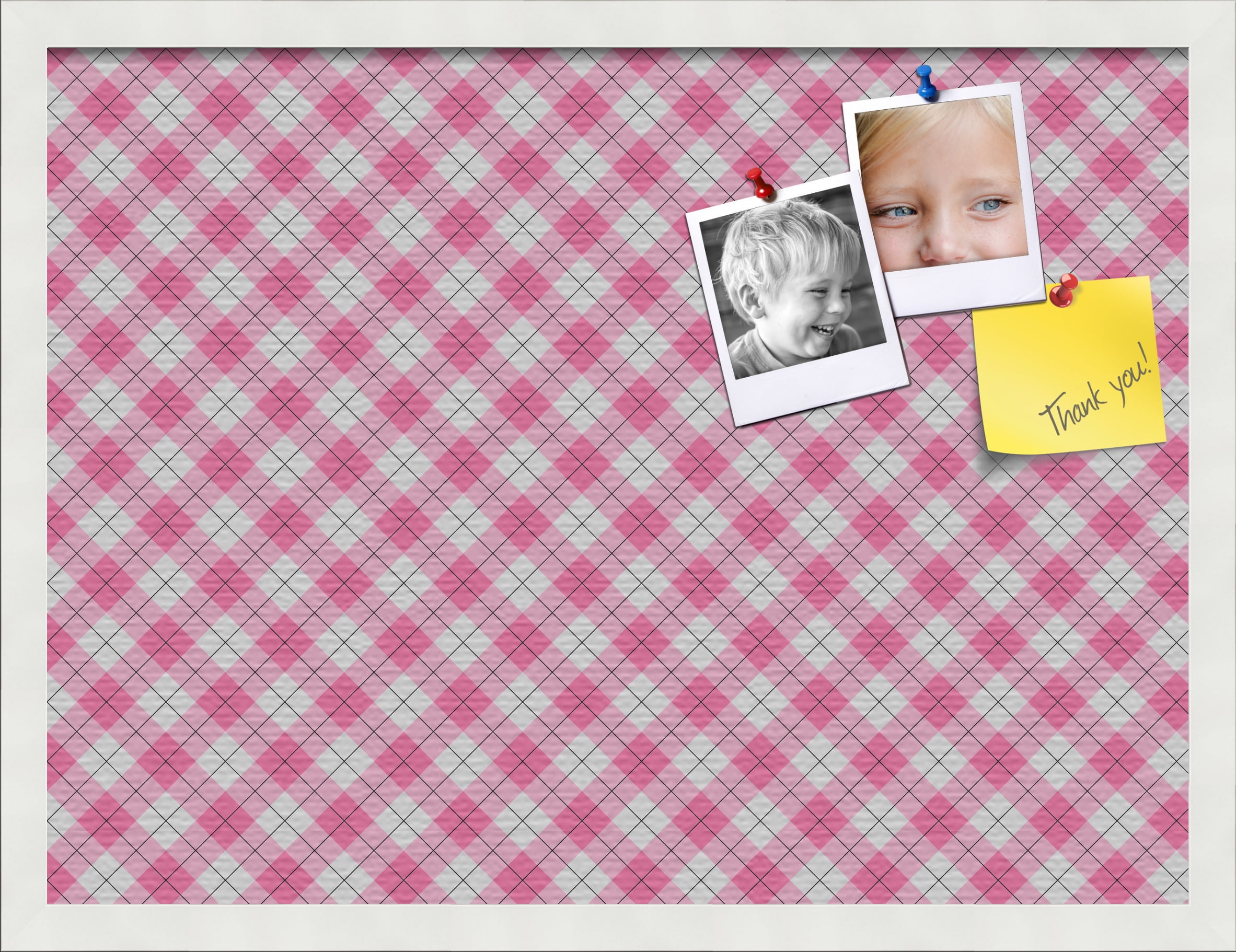 PinPix 24x18 Custom Cork Bulletin Board Argyle Pink Poster Board Has a