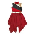 thumbnail image 5 of CHICTRY Kids Girls Lyrical Dance Dress Sleeveless Asymmetrical Chiffon Hem Praise Worship Dress Burgundy 12, 5 of 7