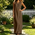 thumbnail image 4 of CHUMUD Robes d'Été pour Femmes Sans Manches à Col en V, Robe Maxi à Demi-Boutonnage, Coupe Ample Décontractée, 4 of 8