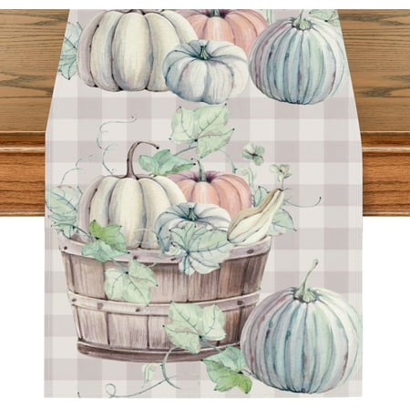 

Fall Gnomes Pumpkins Sunflower Maple Leaves Thanksgiving Table Runner Seasonal Harvest Vintage Kitchen Dining Table Decoration for Indoor Outdoor Home Party Decor 13 x 72 Inch(OTPK)