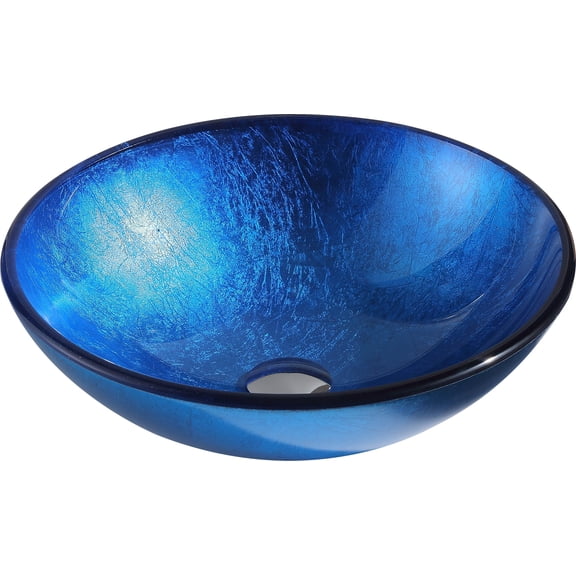 ANZZI Clavier 16.5" Tempered Glass Bathroom Vessel Sink in Lustrous Blue