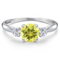 thumbnail image 3 of Gem Stone King 10K White Gold Canary Mystic Topaz and Lab Grown Diamond 3-Stone Ring for Women | 1.22 Cttw | Round 6MM | Gemstone November Birthstone | Size 9, 3 of 6