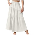 thumbnail image 2 of BRGZLK Flowy Skirts for Women Summer Casual Solid Color Lightweight Breathable Tulle Maxi Long Skirt with Pockets,High Waist Flowy Skirt White XXL, 2 of 6