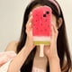 thumbnail image 4 of Estuche 3D de sandía para iPhone 13 con soporte para teléfono Estuche protector de parachoques suave lindo Kawaii para mujeres niñas - Sandía TUNC Sencillez, 4 of 5