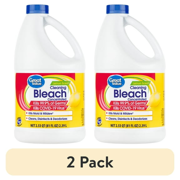 (2 pack) Great Value Cleaning Bleach, Lemon Scent, 81 fl oz