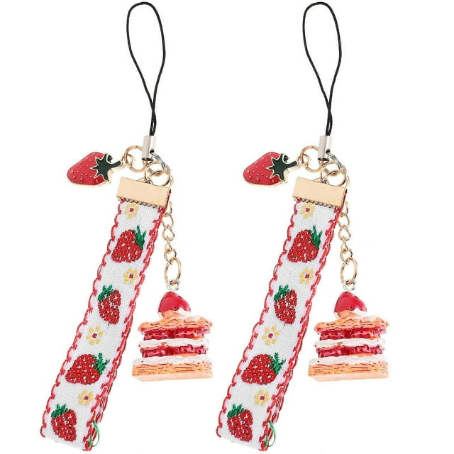 Cellphone Lanyard Mobile Phone Hanging Key Chain Phone Charm Holder Young Adults Random Cake Color 15.00X2.00X1.00CM Diy 2Pcs