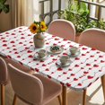 thumbnail image 3 of Valentine's Day Table Cloths for 4 Foot Rectangle Tables, Sweet Love Heart Lines Romantic Red Patio Waterproof Elastic Fitted Tablecloths, Washable Rectangular Table Cover for Camping, 3 of 8