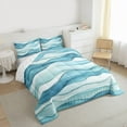 thumbnail image 4 of Feelyou Chic Stripes Ombre Bedding Comforter Set for Teens, Fashion Stripe Waves Twin Comforter Sets, Blue Watercolor Art Reversible Bedding Set, Ultra Soft Bedroom Decor, 2-Piece, 4 of 9