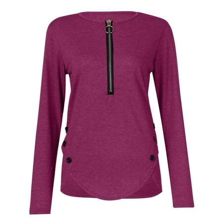 

Women s Long Sleeve Tops Button Up Shirt Women Shirts For Plus Size White Shirt Tie Dye Casual Autumn Zipper Longsleeved Neck Tshirt Top Thermal Bulk Graphic Polo V Scrub Gym (XXL Hot Pink) TBKOMH